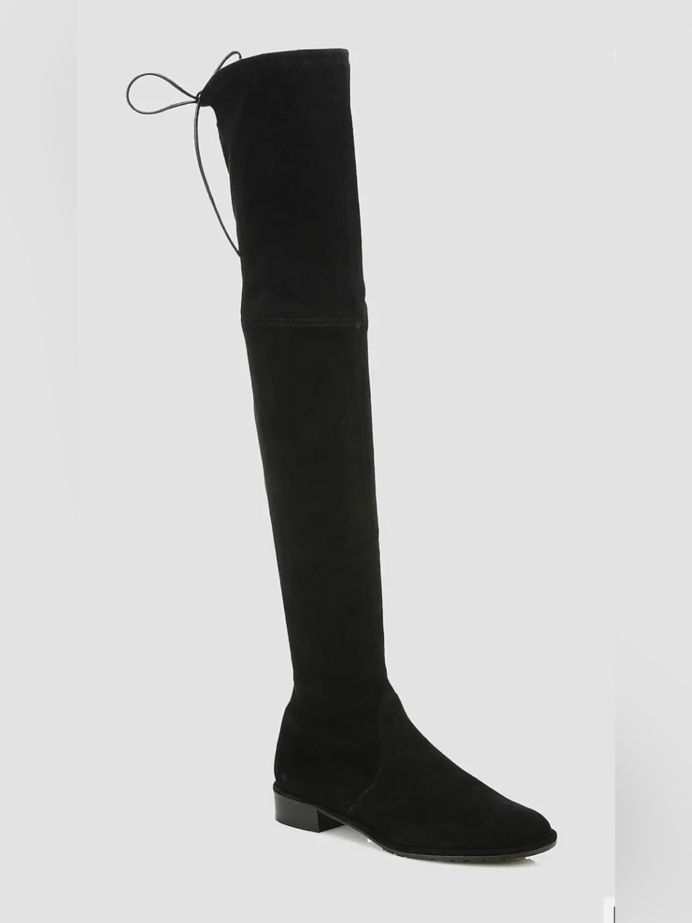 Stuart Weitzman Women’s Lowland Black Suede Over-the-Knee Boots w/Low Heel - 8.5